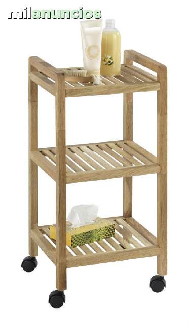 MIL ANUNCIOS.COM - Carrito de baño con ruedas madera natura
