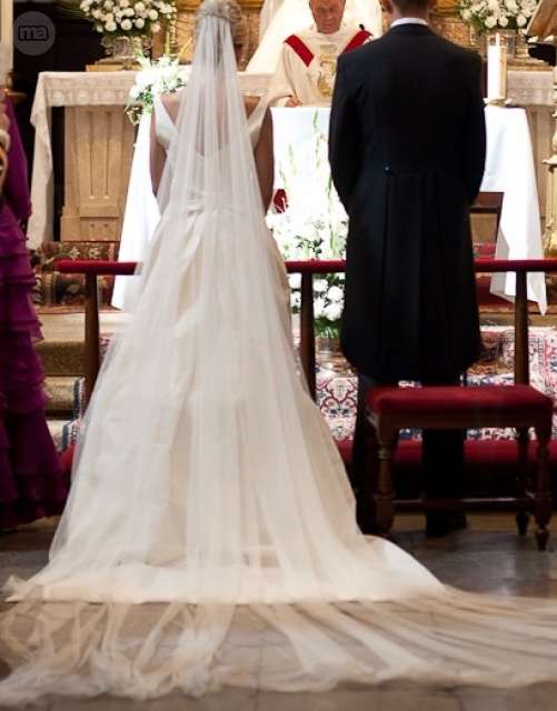 mantilla novia rosa clara