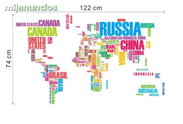 Mil Anuncios Com Vinilo Mapa Mundi Nombres Paises Colores