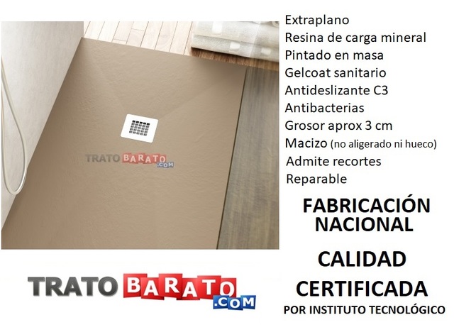 Caribe Plato de Ducha de Resina con Carga Mineral con Marco 80x120 Cm Blanco
