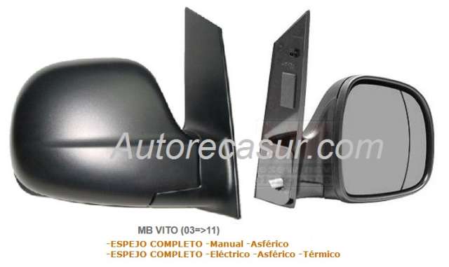 ESPEJO RETROVISOR COMPLETO Izquierdo MB Vito 03=/>11 Manual Asférico