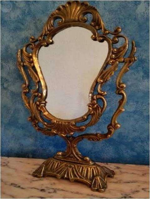 vanidad grande de tocador Espejo de bronce oro de pié Kiko Nkuku 35x30cm 