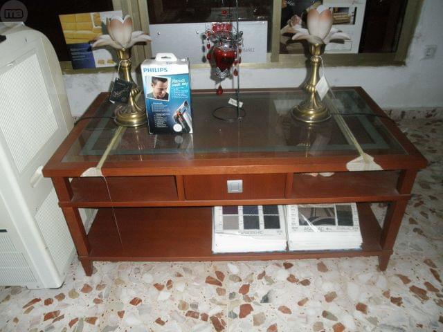 Mesa centro cerezo cristal. segunda mano Mesa centro color cerezo