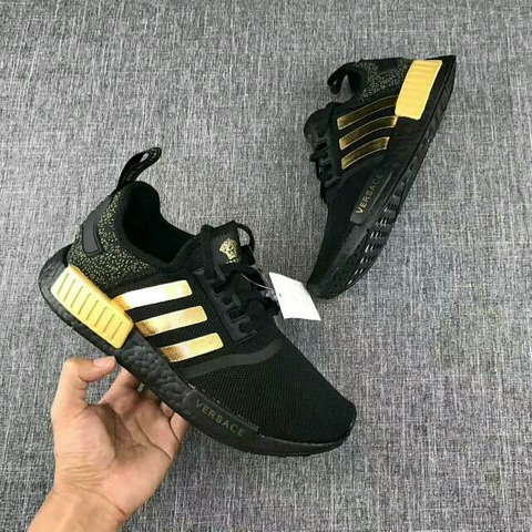 versace x adidas nmd r1 black gold