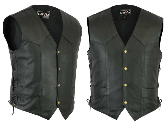 LOVO Chaleco de cuero para moto Unisex M