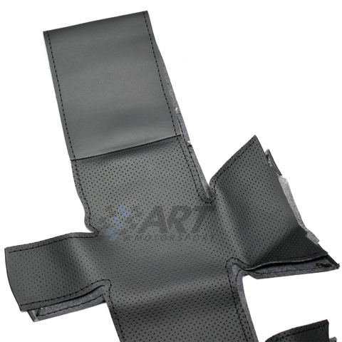 perforado Funda de volante de 4 radios para Audi Q5 Q7 en cuero negro liso