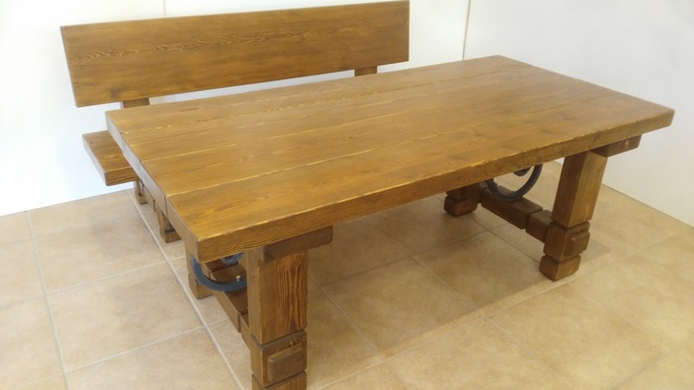 MIL ANUNCIOS.COM - Mesa y banco con respaldo rusticos
