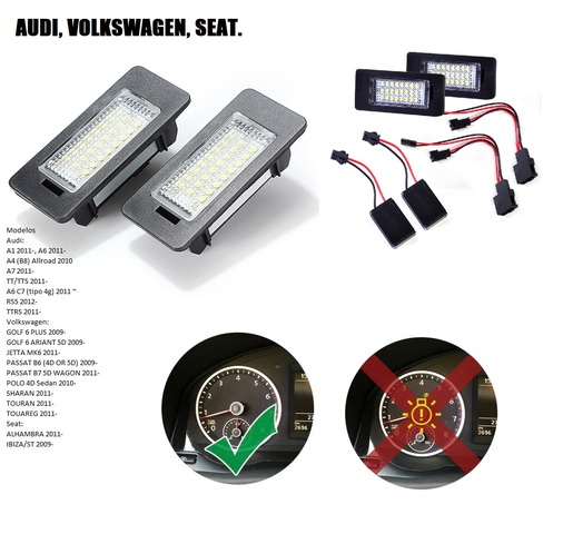 Adaptador SMD LED iluminación de la matrícula resistencia audi a1 8x a3 8v q5 8r q3 8u