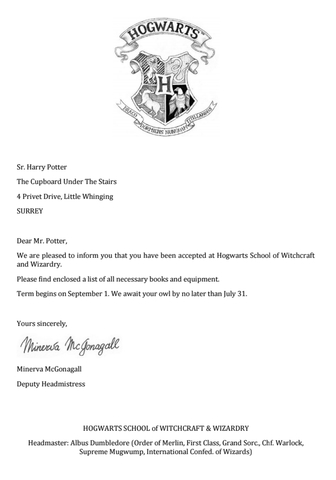 MIL ANUNCIOS.COM - Carta admision Hogwarts personalizada