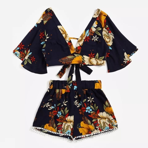 conjunto adidas de flores