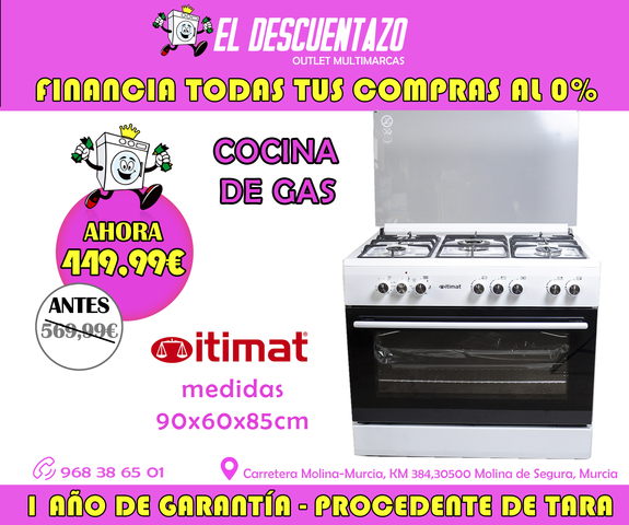 Milanuncios - Cocina de gas itimat 90x60x85cm