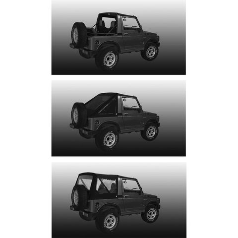 Es un descapotable negro suzuki samurai SJ 410 413 SoftTop con ventanas tintadas nuevo
