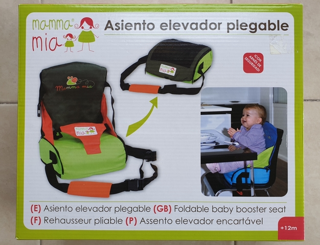 Trona port/átil para beb/és Incluida Alzador infantil con bolsillos . Se acopla al respaldo de cualquier silla Bolsa para transportarla Asiento plegable de viaje