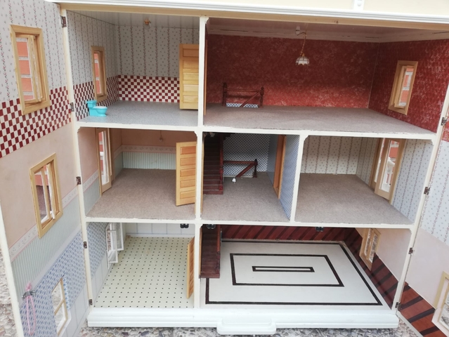 Nuevo alfombra verde pila de terciopelo Dollshouse para una casa de muñecas