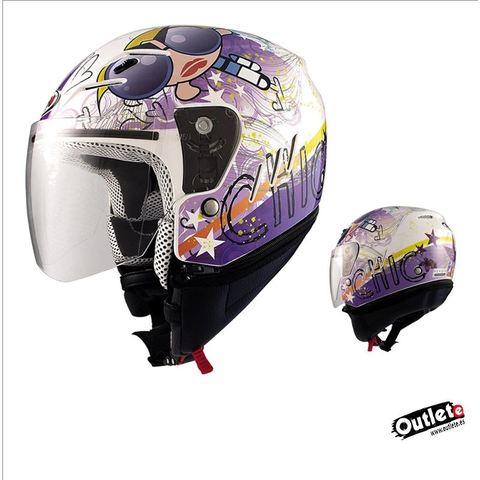 Casco Infantil Jet Shiro Sh 60 Ice Fairy Blanco decorado con Casco Infantil Jet Shiro Sh 60 Ice Fairy Blanco decorado con