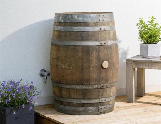 barrica con Madera reacondicionada como dep/ósito para el Agua de Lluvia TEMESSO Barril de Lluvia con Tapa de 225 litros Barril Abierto con Tapa