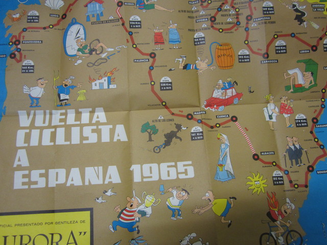 MIL Mapa vuelta ciclista a espaÑa 1965