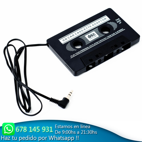 ADAPTADOR CASSETTE PARA AUTO RADIO DE CASETE A MINI JACK 3,5mm MP3 MP4 CD MOVIL