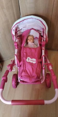 Cochecito para muñeca de madera color rosa de Pintoy Cochecito para muñeca de madera color rosa de Pintoy