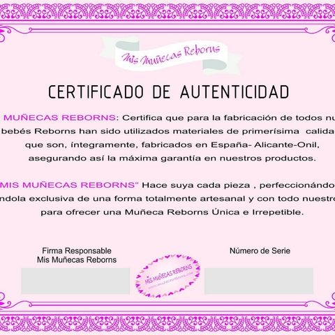 certificado bebe reborn