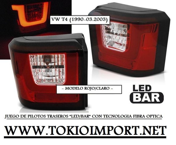 LED FAROS TRASEROS bar para VW t4 Transporter Caravelle Multivan rojo negro Smoke