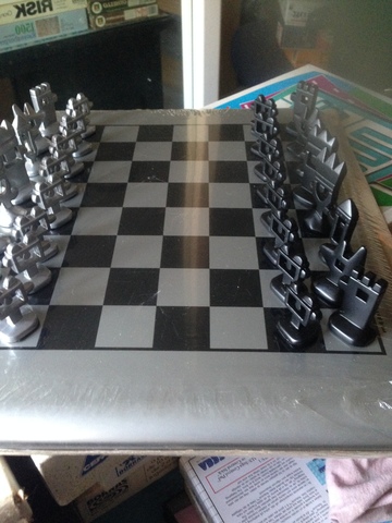 Juego de ajedrez Blanco Mármol Juego de mesa con piezas de madera frontera incluyó 14/"