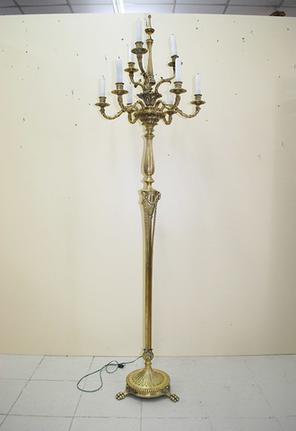 lampara candelabro de pie bronce dorado