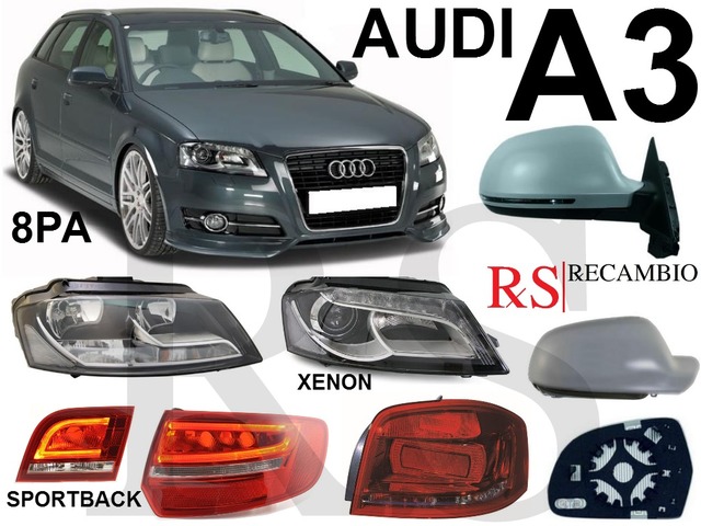 Mano Izquierda Lado Pasajero Para AUDI A3 2003-2008 Ala Vidrio Espejo Plano