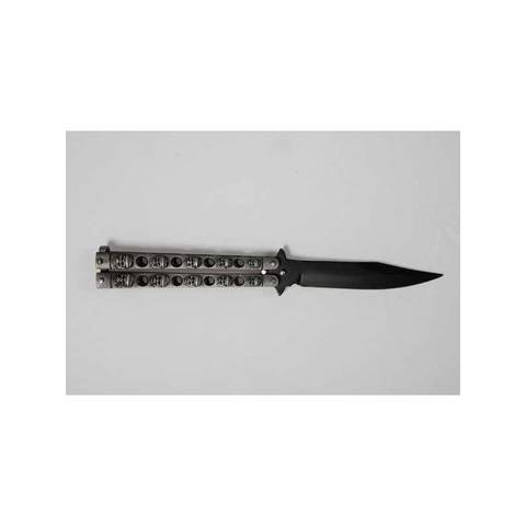 THIRD Navaja de Abanico K2805RDT Hoja de Acero 420 Negra de 12,6 cm con Corte anodizado en Rojo Mango de Acero INOX y Aluminio Rojo con tridente Negro