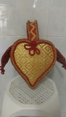 Cesta De Crochet De Madera Base inferior y superior//Tapa corazón 25cm X 21cm