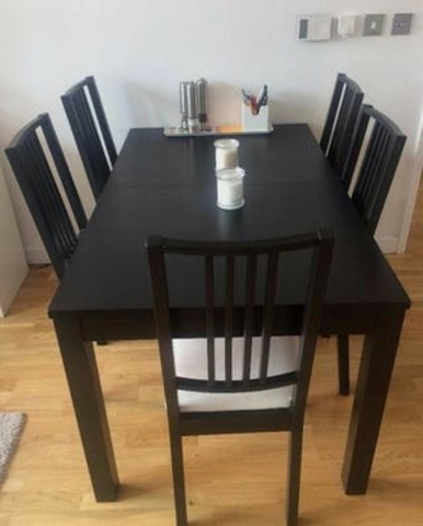 MESA IKEA NEGRA + SILLAS BJURSNAS MESA IKEA NEGRA + SILLAS BJURSNAS