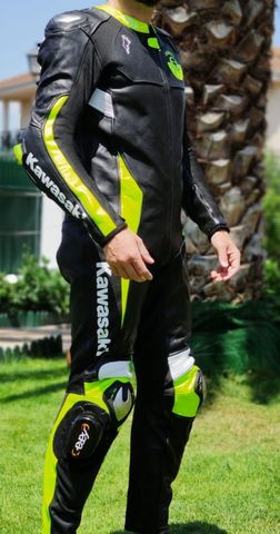 Personalizado Kawasaki Racing Motociclista Motocicleta de Cuero 1 y 2 pieza traje de moto 