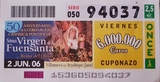 CUPóN ONCE VIRGEN DE LA FUENSANTA